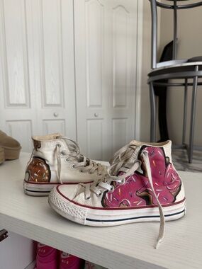 Converse Custom White Painted High Tops
